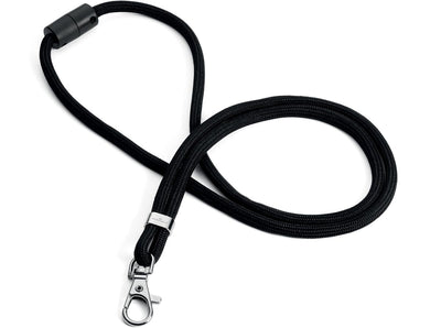 Langlebig – Textilschnur rPET, mit Karabiner, schwarz, Packung à 10 Stück