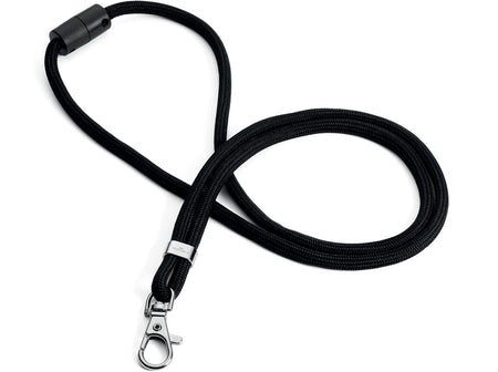 Langlebig – Textilschnur rPET, mit Karabiner, schwarz, Packung à 10 Stück