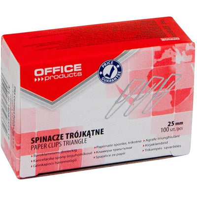OFFICE products -   papierklemmen, 25 mm, gegalvaniseerd, driehoekig, doos van 100 stuks