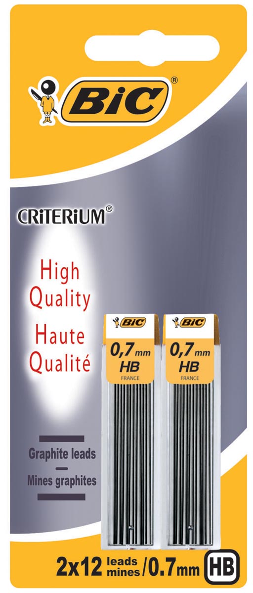Bic - Bleistiftminen, 0,7 mm, HB, Blister mit 2 Kartons à 12 Stück