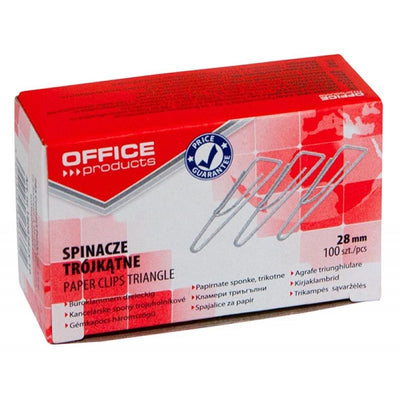 OFFICE products -   papierklemmen, 28 mm, gegalvaniseerd, driehoekig, doos van 100 stuks