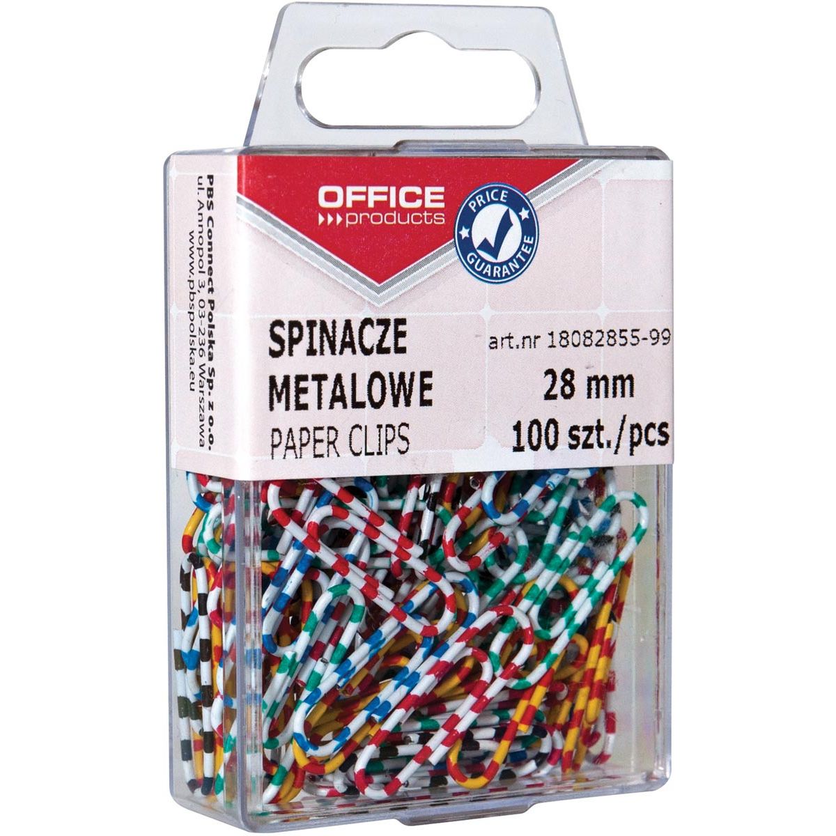 OFFICE products -   papierklemmen Zebra, 28 mm, gestreept, geassorteerde kleuren, ophangdoosje van 100 stuks