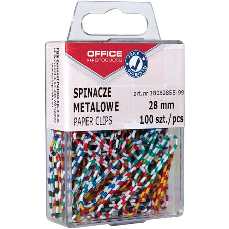 OFFICE products -   papierklemmen Zebra, 28 mm, gestreept, geassorteerde kleuren, ophangdoosje van 100 stuks