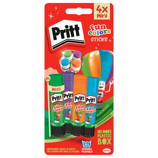 Pritt -  Lijmstift stick 10gr fun colors blister 4st | 12 stuks