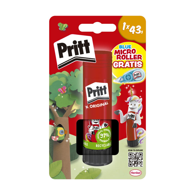 Pritt -  Lijmstift stick 43gr + gratis corr. roller | 26 stuks