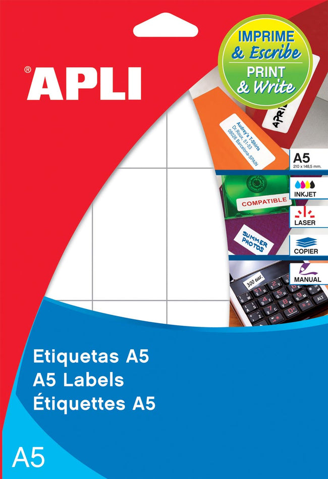 Apli -  witte etiketten Print Write ft 16 x 22 mm (b x h), 990 stuks, 66 per blad (1864) (afbeelding 2)