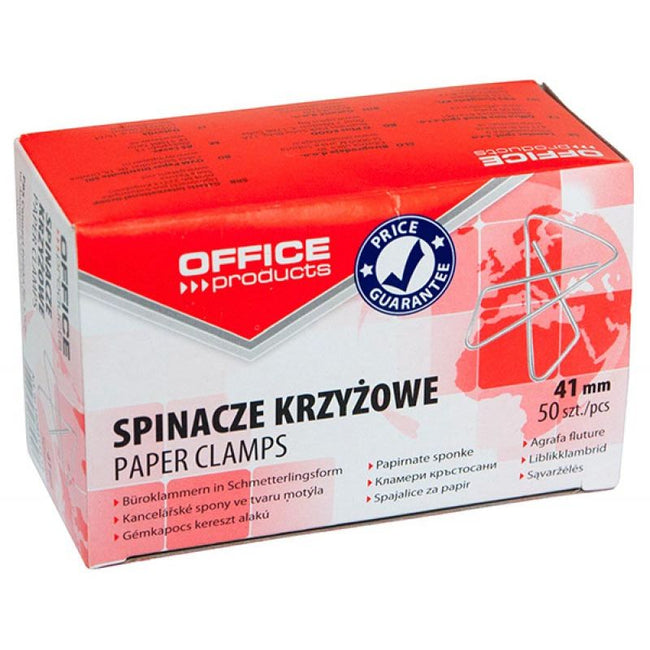 OFFICE products -   vlinderklemmen, 41 mm, gegalvaniseerd, doos van 50 stuks