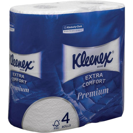 Kleenex - Toilettenpapier Extra Comfort, 4-lagig, 160 Blatt pro Rolle, Packung mit 4 Rollen