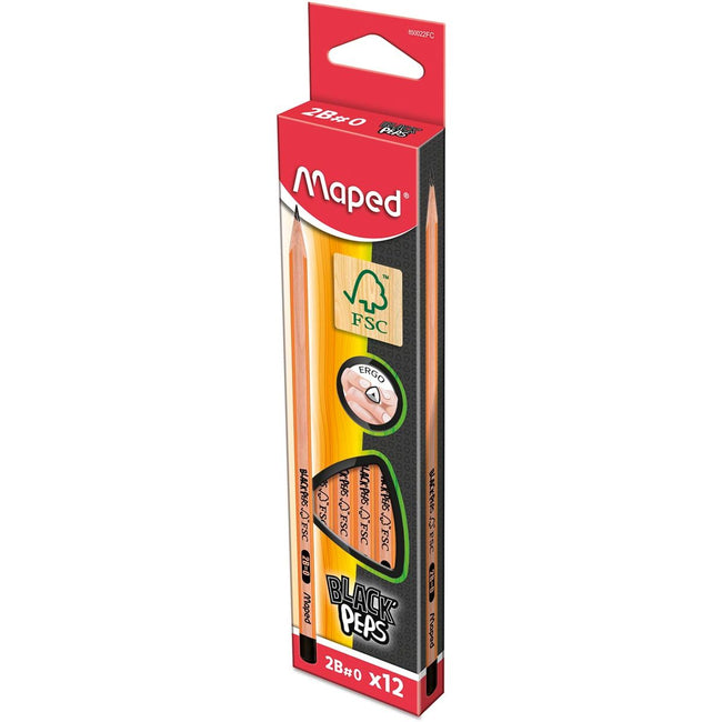 Maped - Black'Peps 2B Bleistift, ohne Radiergummi