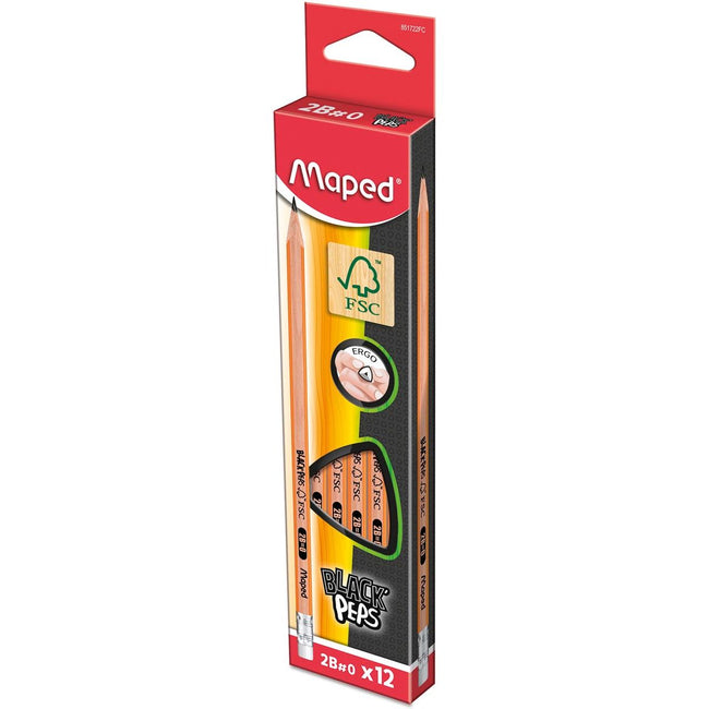 Maped - Bleistift Black'Peps 2B, mit Radiergummi