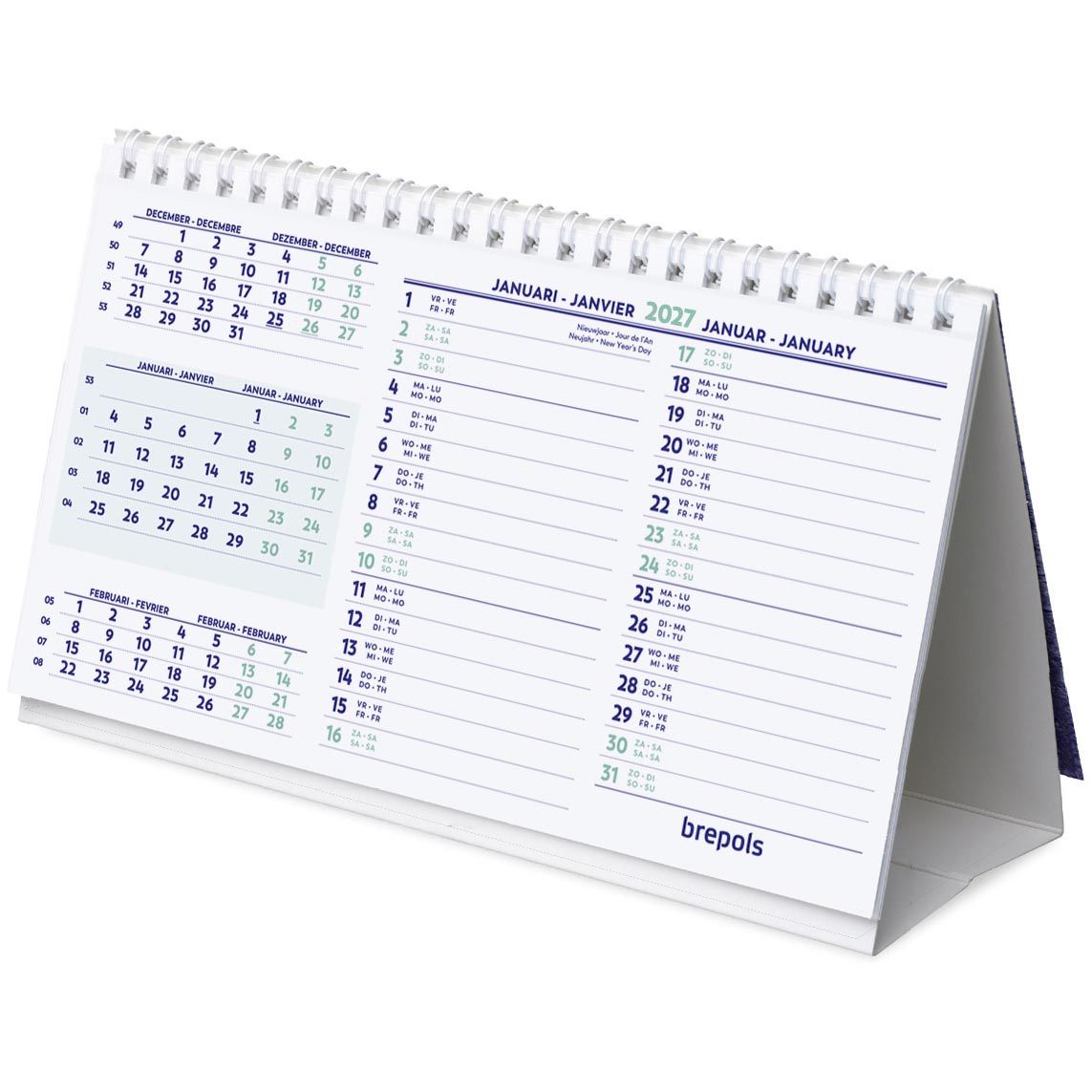 Brepols - Schreibtisch-Monatskalender 2026 210x125mm