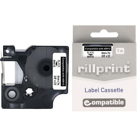 Rillprint – kompatibel D1 e für 40913, 9 mm, schwarz auf weiß