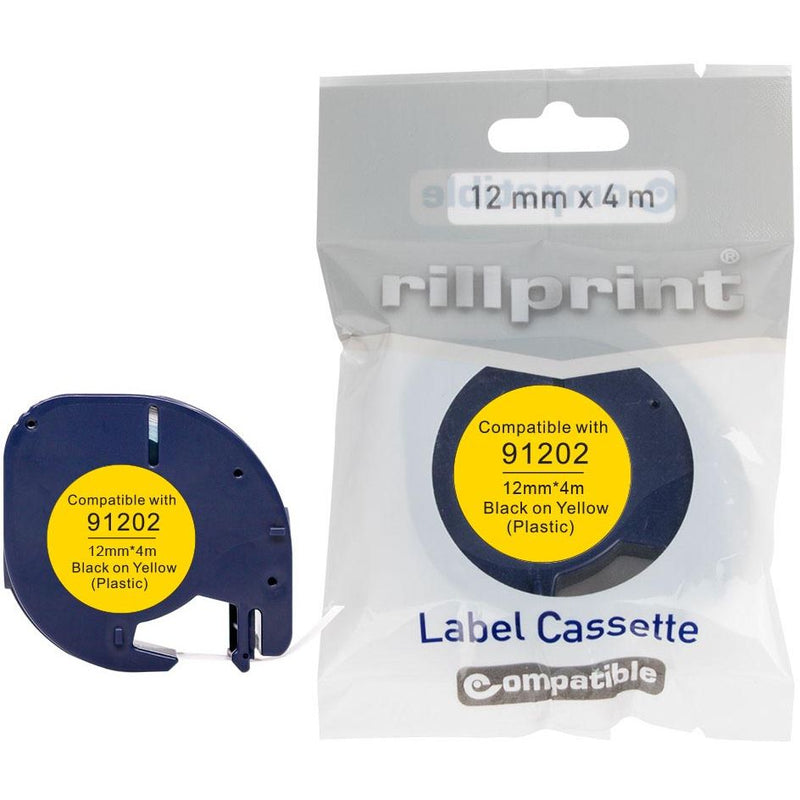Rillprint - kompatibler LetraTAG e für 91202, 12 mm, Kunststoff, gelb