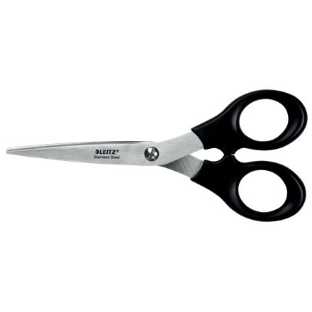 Leitz - Schere, ft 16,5 cm, rechts und links, scharfe Spitze, Edelstahl, schwarz, Blister zu 1 Stück