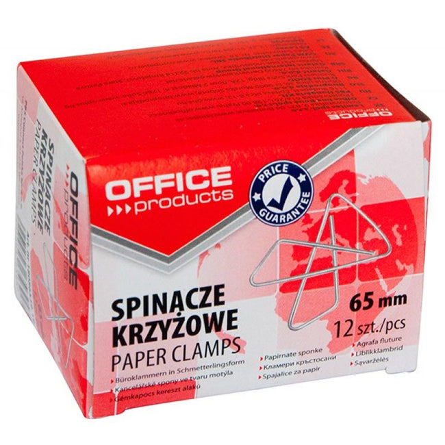 OFFICE products -   vlinderklemmen, 65 mm, gegalvaniseerd, doos van 12 stuks
