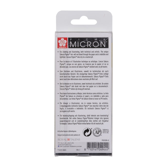 Sakura -  Fineliner pigma micron 6 breedtes zwart | 6 stuks