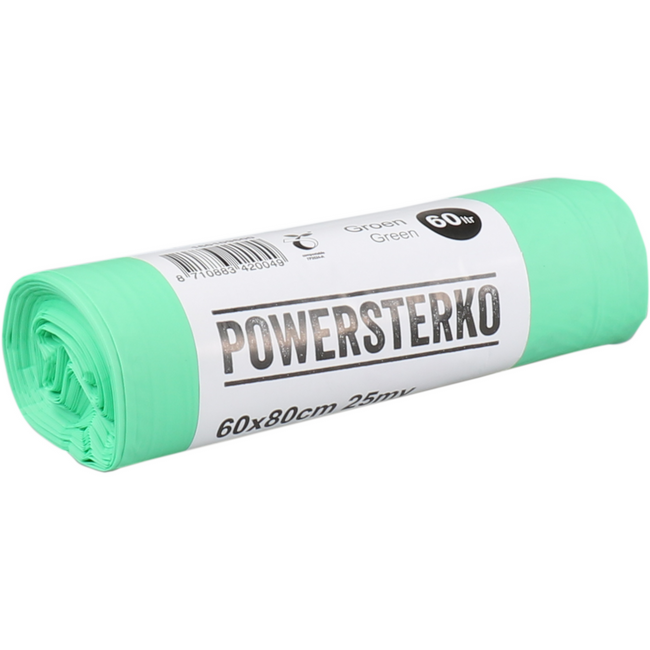 PowerSterko -  Afvalzak Bioplastic o.b.v. zetmeelblend 60l 60x80cm 25my groen 24 rol