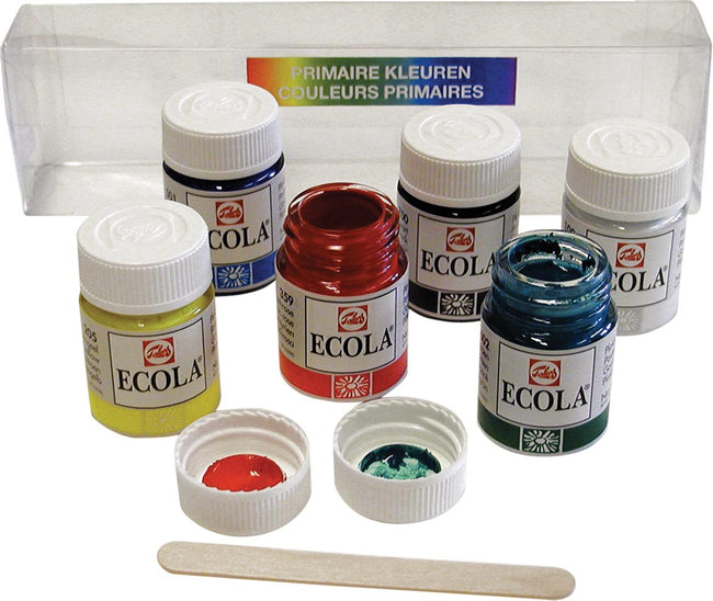 Talens -  Ecola plakkaatverf potje van 16 ml, etui met 6 potjes in geassorteerde kleuren (afbeelding 2)