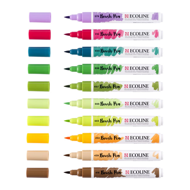 Talens Ecoline -  Brushpen Ecoline set à 10 stuks botanisch