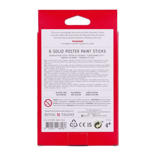 Bruynzeel -  Verfstift  kids 6st ass basis | 6 stuks