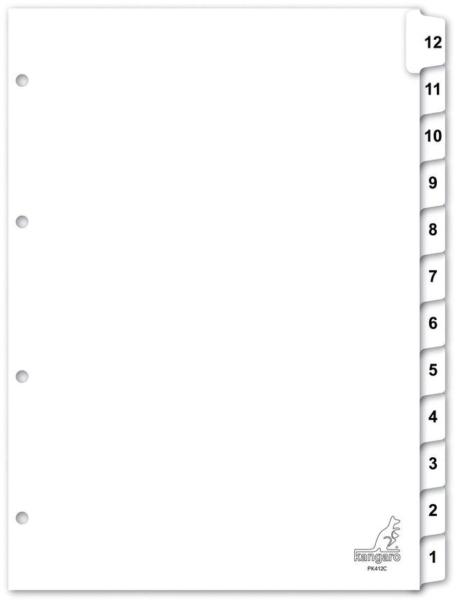 Kangaro -  Tabblad  4r pk412c nr 1 12 wit karton | 18 stuks