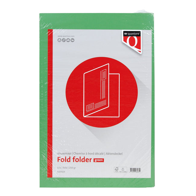 Quantore -  Vouwmap fo ongelijke zijde 320gr groen | 10 stuks