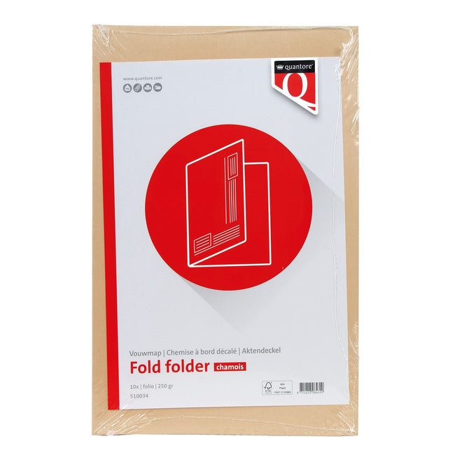 Quantore -  Vouwmap fo ongelijke zijde 320gr beige | 50 stuks
