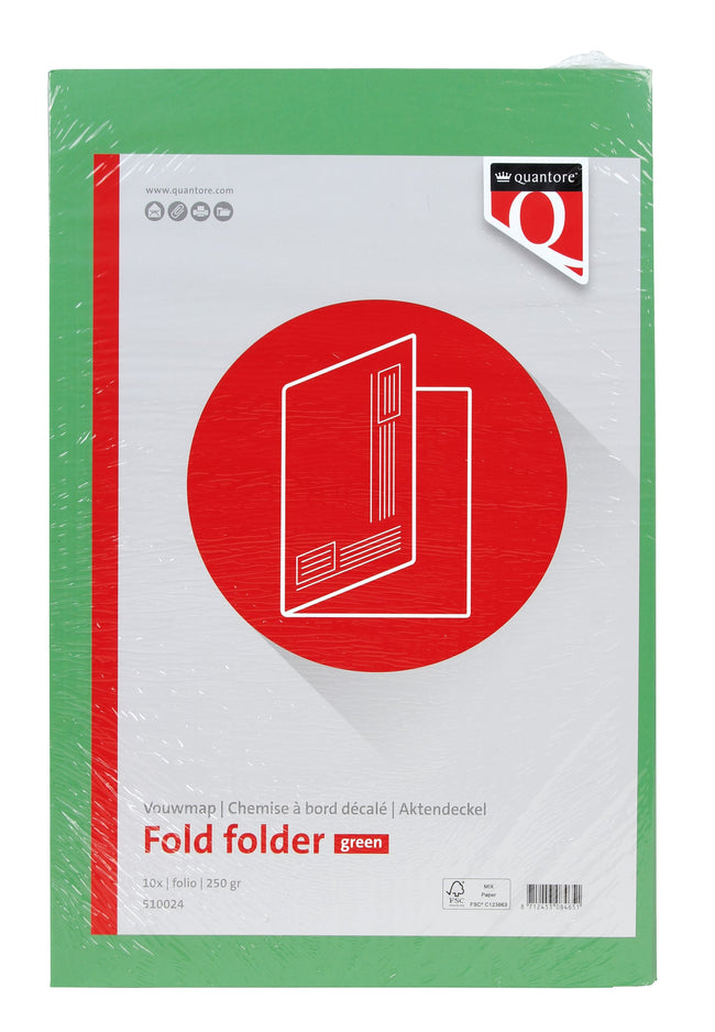 Quantore -  Vouwmap fo ongelijke zijde 320gr groen | 10 stuks