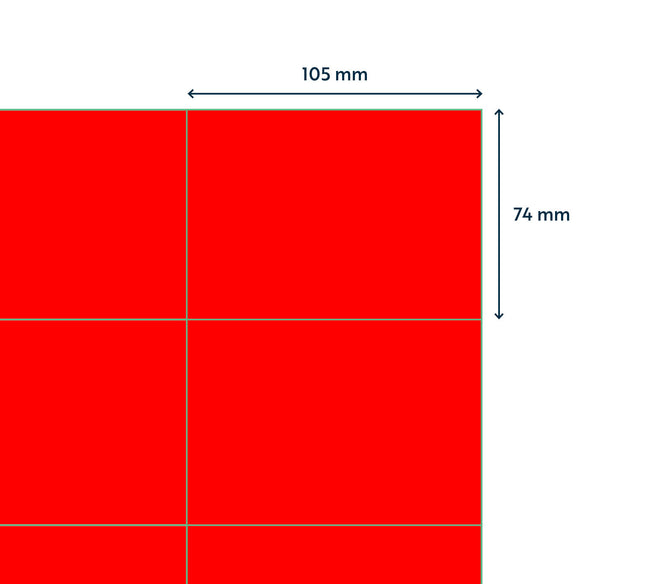 Rillprint -  Etiket 105x74mm fluor rood 800st