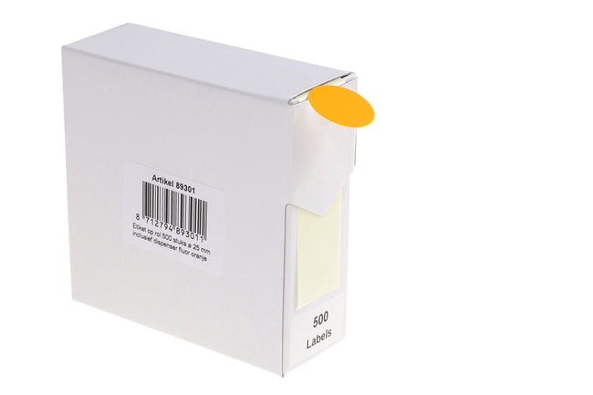 Rillprint -  Etiket 25mm op rol fluor oranje 500st