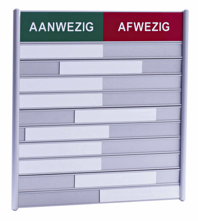 Posta -  Aan afwezigheidsbord voor 10 namen