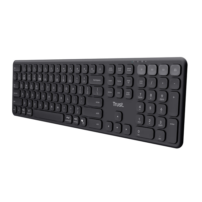Trust -  Vaiya toetsenbord Universeel USB + RF Wireless + Bluetooth Amerikaans Engels Zwart