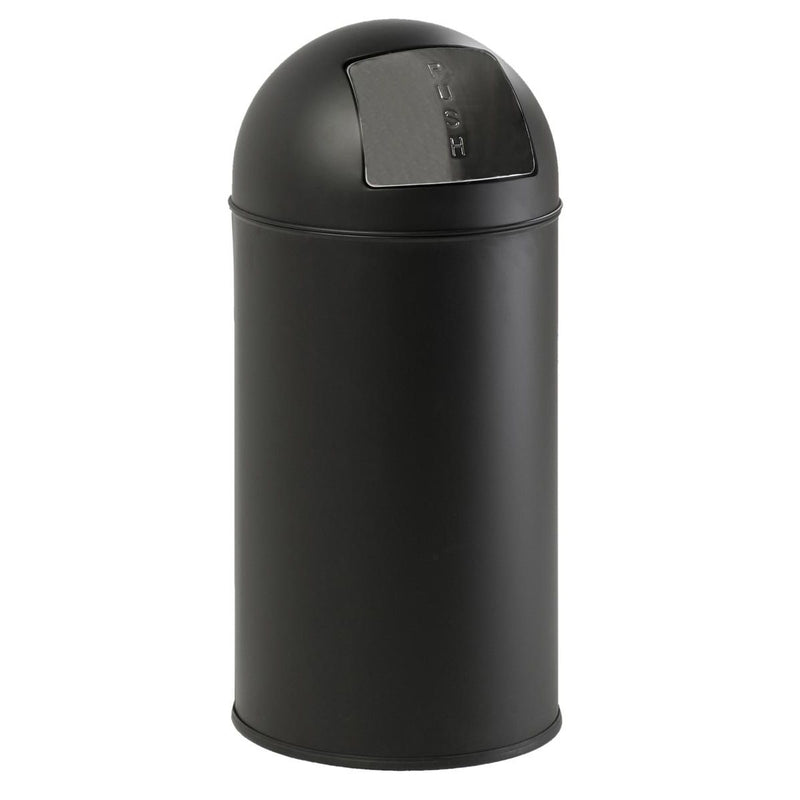 Eko - Abfallbehälter mit Druckdeckel 40 l, Edelstahl matt, schwarz