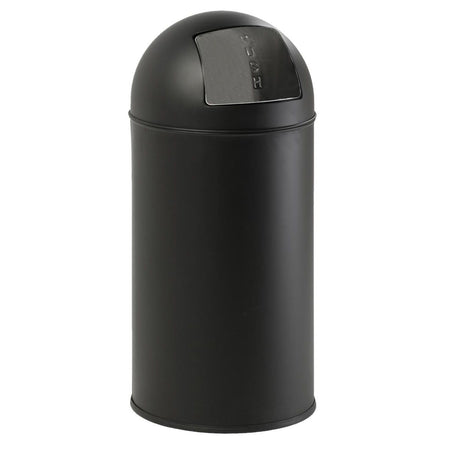 Eko - Abfallbehälter mit Druckdeckel 40 l, Edelstahl matt, schwarz