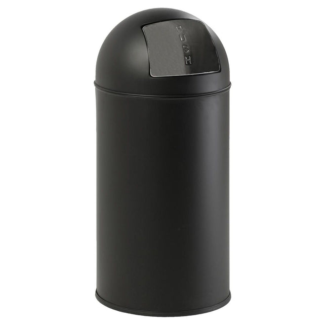 Eko - Abfallbehälter mit Druckdeckel 40 l, Edelstahl matt, schwarz