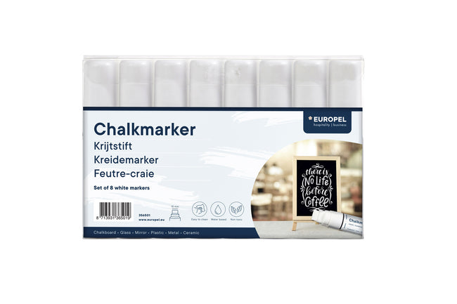Europel -  Krijtstift  15mm wit etui 8 stuks