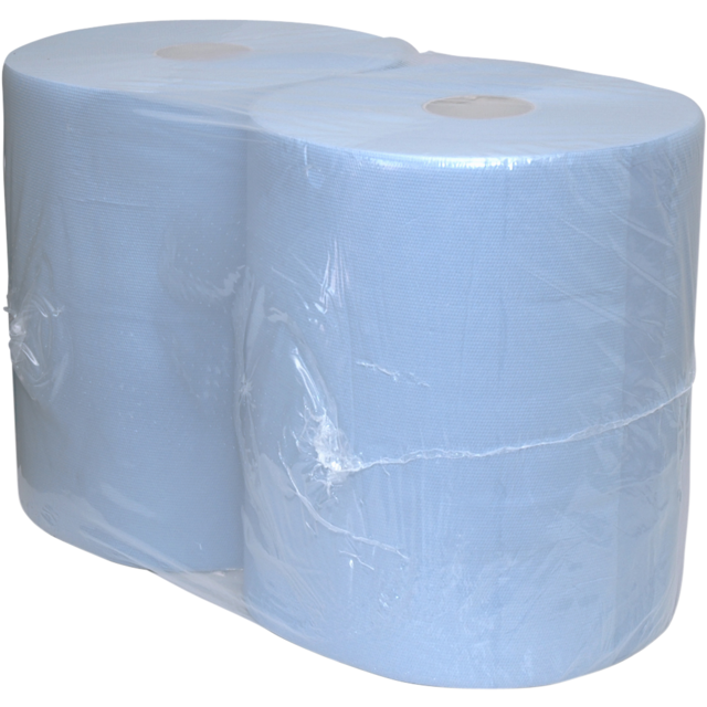 Qleaniq® -  Poetspapier, 3-laags, op rol, 37cm, 190m, papier, blauw, 2 stuks