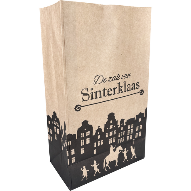 Klika -  Zak, Blokbodemzak, Papier, 18/ 10x31cm, De zak van Sinterklaas, bruin, 1000 stuks