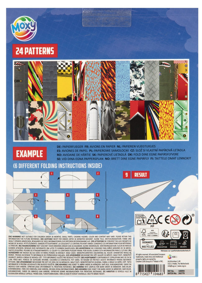 Office -  Fold your own paper planes block 24 sheet 25x18cm | 12 stuks