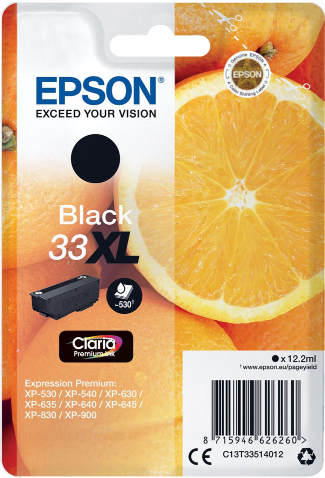 Epson -  Oranges Singlepack Black 33XL Claria Ink
