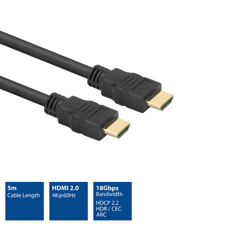 ACT -   5 meter High Speed kabel v2.0 HDMI-A male HDMI-A male (AWG30)