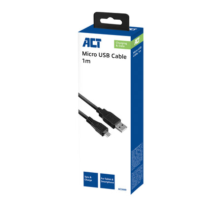 ACT -   USB 2.0 laad- en datakabel A male micro B male 1 meter