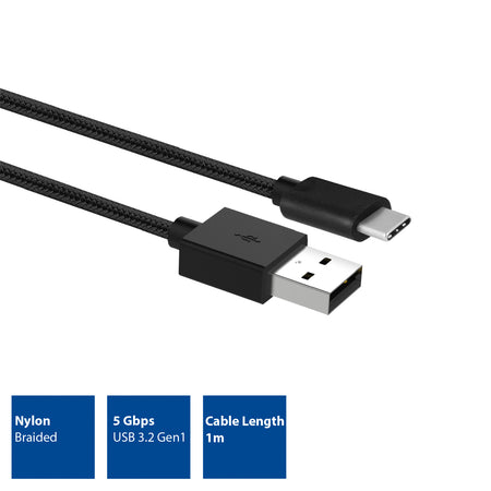 ACT -   USB 3.2 Gen1 laad- en datakabel A male C male 1 meter, nylon