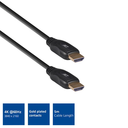 ACT -   5 meter HDMI High Speed video kabel v2.0 HDMI-A male HDMI-A male
