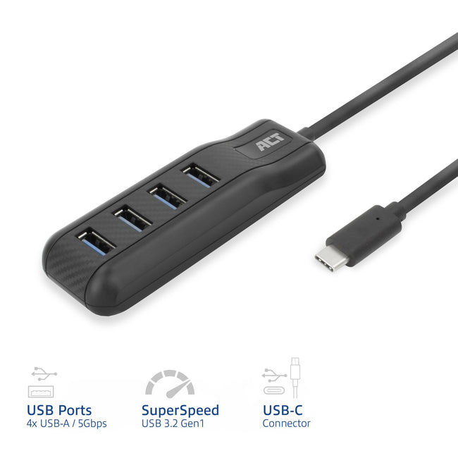ACT -  Usb-c hub 3.0 4 poorts usb-a