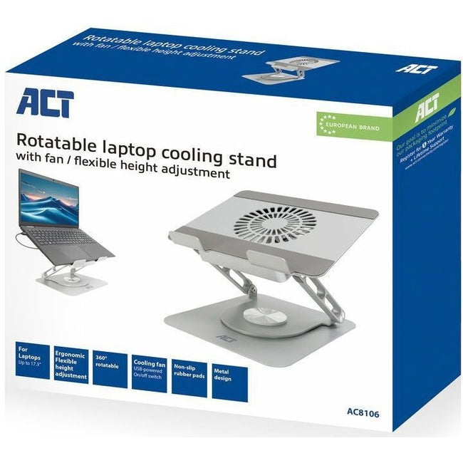 ACT -  Laptopstandaard  360 draaibaar met ventilator