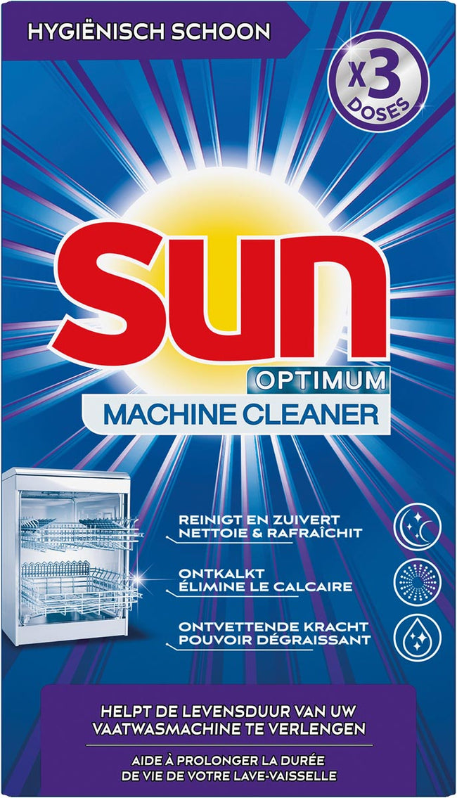 Sun -  Optimum vaatwasmachinereiniger, doos met 3 dosissen