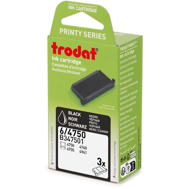 Trodat -  vervangkussen, voor stempel 4750/4755, blister van 3 stuks, zwart