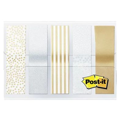 Post-it - Karteireiter 684 12mmx43mm Metallic-Motiv Gold Silber 100 Reiter