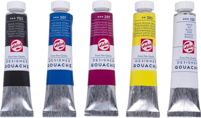 Talens – Gouache Extra Fine Tube mit 20 ml, Schachtel mit 5 Tuben in verschiedenen Farben